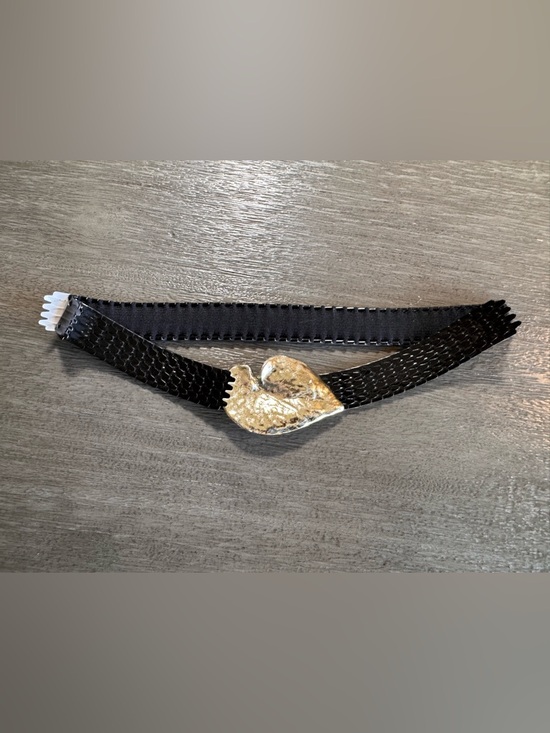 Unique Vintage Silver Leaf Black Chain Belt main image 6